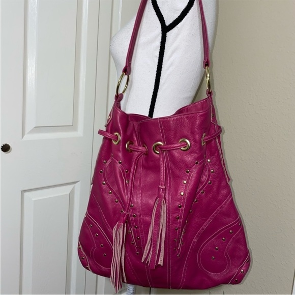 Le Bulga Pink All Leather Large Hobo - Picture 2 of 15